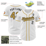 Custom White Old Gold-Black Authentic Baseball Jersey