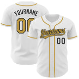 Custom White Old Gold-Black Authentic Baseball Jersey