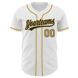 Custom White Old Gold-Black Authentic Baseball Jersey