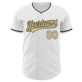 Custom White Vegas Gold-Black Authentic Baseball Jersey