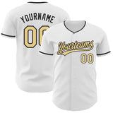 Custom White Vegas Gold-Black Authentic Baseball Jersey