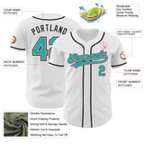 Custom White Aqua Medium Pink-Black Authentic Baseball Jersey