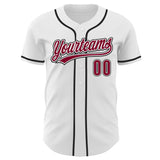 Custom White Maroon-Black Authentic Baseball Jersey