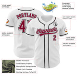 Custom White Maroon-Black Authentic Baseball Jersey