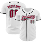 Custom White Maroon-Black Authentic Baseball Jersey