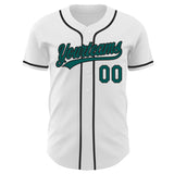 Custom White Midnight Green-Black Authentic Baseball Jersey