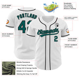 Custom White Midnight Green-Black Authentic Baseball Jersey