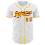 Custom White Yellow-Crimson Authentic Baseball Jersey