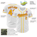 Custom White Yellow-Crimson Authentic Baseball Jersey