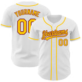 Custom White Yellow-Crimson Authentic Baseball Jersey