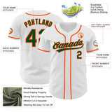 Custom White Green-Orange Authentic Baseball Jersey