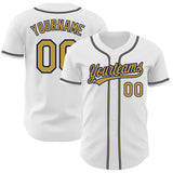 Custom White Old Gold-Navy Authentic Baseball Jersey