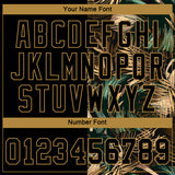 Custom 3D Pattern Design Golden And Green Tropical Leaves In The Style Of Jungalow And Hawaii Authentic Baseball Jersey