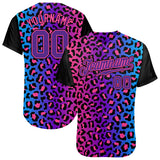 Custom Purple Purple-Pink 3D Pattern Design Leopard Authentic Baseball Jersey