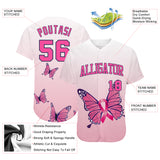 Custom 3D Pink Ribbon Breast Cancer Awareness Month With Butterflies Women Health Care Support Authentic Baseball Jersey
