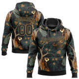 Custom Stitched Black Black-Old Gold 3D Pattern Design Tiger And Peacock Sports Pullover Sweatshirt Hoodie