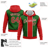 Custom Stitched Kelly Green Red-White 3D Christmas Sports Pullover Sweatshirt Hoodie