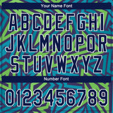 Custom Teal Navy-Kelly Green 3D Pattern Design Authentic Baseball Jersey
