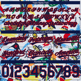 Custom White Navy-Red 3D Pattern Beach Hawaii Palm Trees Authentic Basketball Shorts