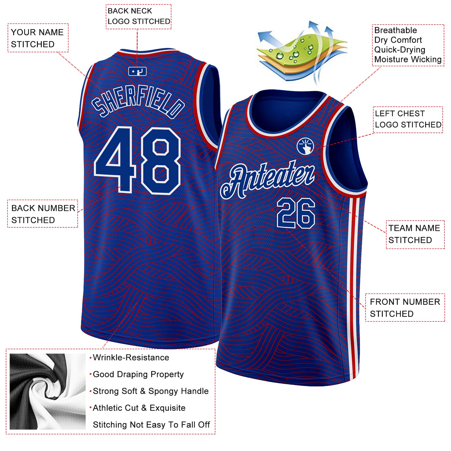 Custom Royal Red-White Authentic City Edition Basketball Jersey