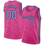 Custom Pink Light Blue-Black Authentic City Edition Basketball Jersey