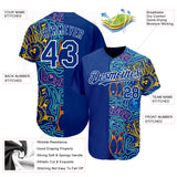 Custom Royal White 3D Pattern Design Bowling Authentic Baseball Jersey