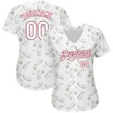 Custom White Cardinal 3D Pattern Design Rabbit Authentic Baseball Jersey