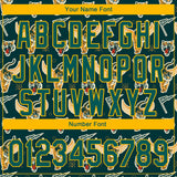 Custom Black Midnight Green-Gold 3D Pattern Design Tiger Authentic Baseball Jersey