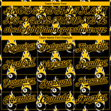 Custom Black Gold 3D Pattern Design Flaming Billiards Snooker 8 Ball Authentic Baseball Jersey