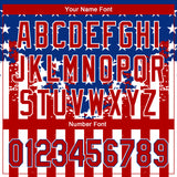 Custom Red Royal-White 3D American Flag Authentic Baseball Jersey