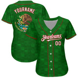 Custom Kelly Green White-Red 3D Mexico Authentic Baseball Jersey