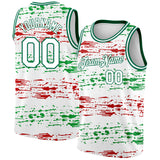 Custom White Kelly Green-Red 3D Mexico Authentic Basketball Jersey