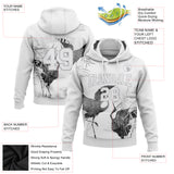 Custom Stitched White Gray 3D Pattern Design Heron Sports Pullover Sweatshirt Hoodie