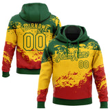 Custom Stitched Green Yellow-Red 3D Pattern Design Black History Month Sports Pullover Sweatshirt Hoodie