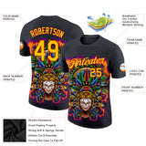 Custom Black Yellow-Red 3D Pattern Design Black History Month Performance T-Shirt
