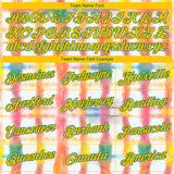 Custom Stitched Tie Dye Yellow-Kelly Green 3D Rainbow Watercolor Sports Pullover Sweatshirt Hoodie