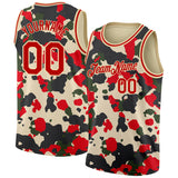Custom Camo Red-Cream 3D Authentic Salute To Service Basketball Jersey