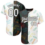 Custom Black White 3D Pattern Design Music Festival Brazilian Carnival Authentic Baseball Jersey
