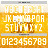 Custom Yellow White 3D Pattern Design International Beer Day Authentic Baseball Jersey
