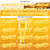 Custom Yellow White 3D Pattern Design Beer Authentic Baseball Jersey