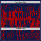 Custom Navy Red 3D Pattern Design Dripping Splatter Art Authentic Baseball Jersey
