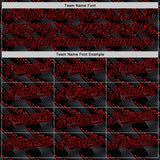 Custom Black Red 3D Pattern Design Slant Lines Authentic Baseball Jersey