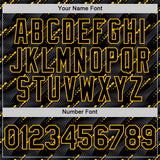 Custom Black Gold 3D Pattern Design Slant Lines Authentic Baseball Jersey