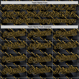 Custom Black Old Gold 3D Pattern Design Slant Lines Authentic Baseball Jersey