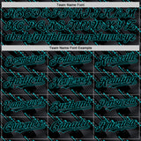Custom Black Teal 3D Pattern Design Slant Lines Authentic Baseball Jersey