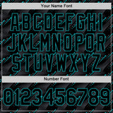 Custom Black Teal 3D Pattern Design Slant Lines Authentic Baseball Jersey