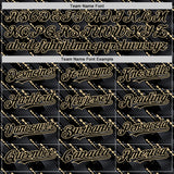 Custom Black Vegas Gold 3D Pattern Design Slant Lines Authentic Baseball Jersey