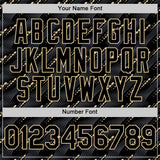 Custom Black Vegas Gold 3D Pattern Design Slant Lines Authentic Baseball Jersey