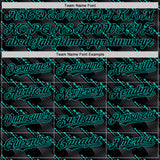 Custom Black Aqua 3D Pattern Design Slant Lines Authentic Baseball Jersey