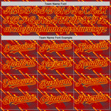 Custom Red Gold 3D Pattern Design Slant Lines Authentic Baseball Jersey